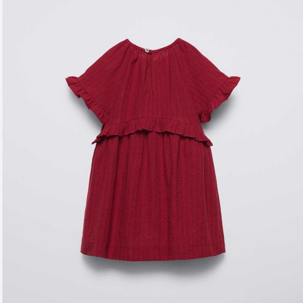NWT Zara Charming Red Ruffle Kids Dress 2t